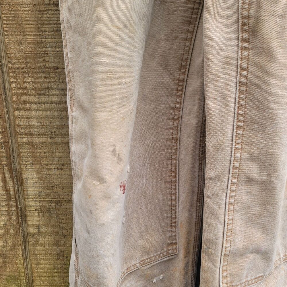 Carhartt Bib Overalls Light Tan/Cream Mens Size 38 X 34 - Picture 6 of 13